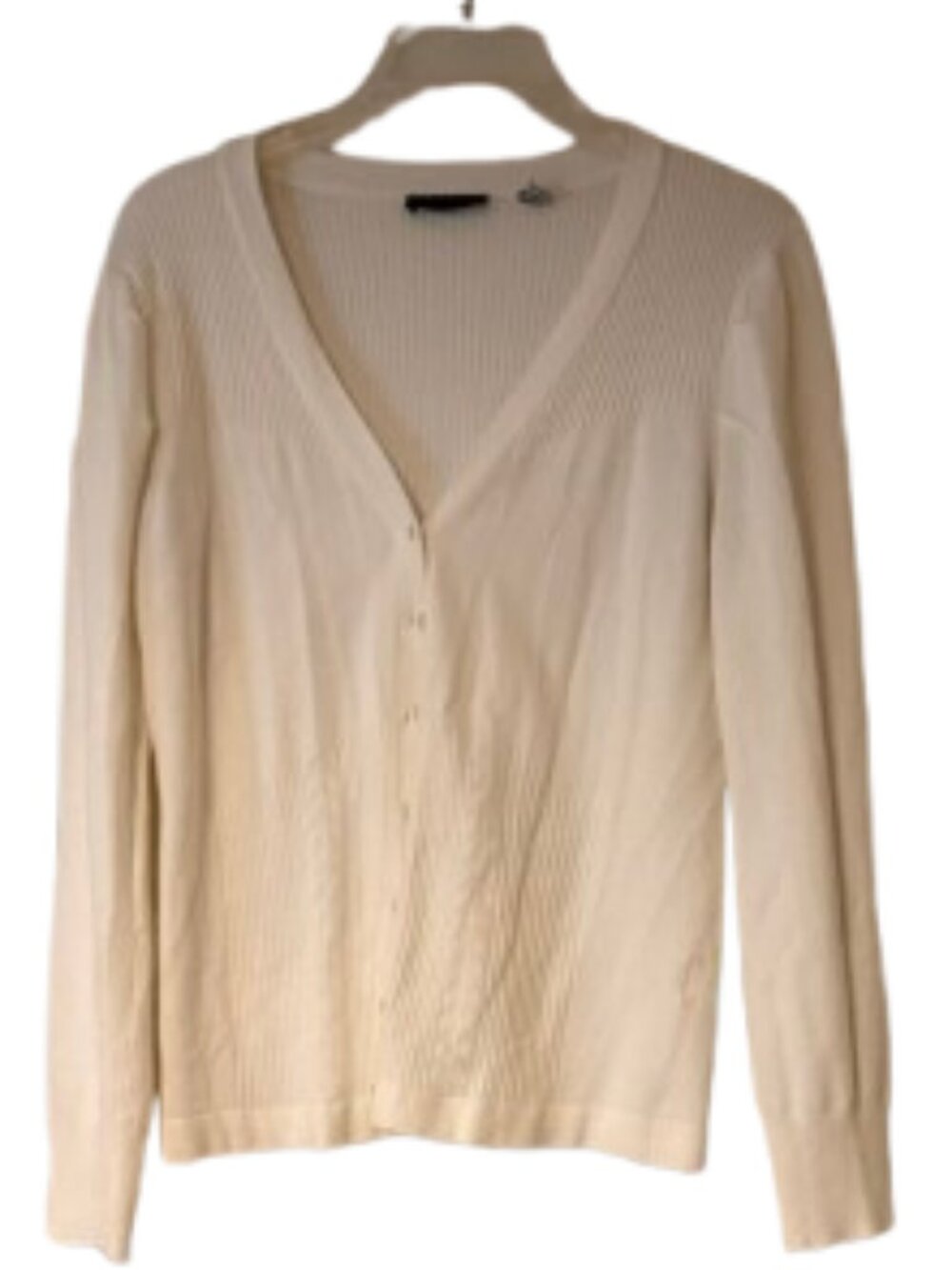 Willi Smith Off White V-Neck Cardigan - Medium